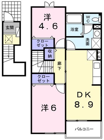 下井阪駅 徒歩4分 2階の物件間取画像